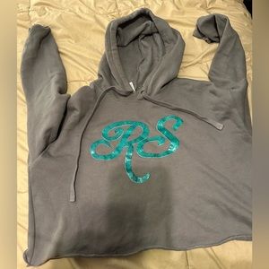 Rs Gray Womens Cropped Sweatshirt With Hood Size S